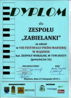 Dyplom - VIII Festiwal Pieśni Maryjnej w Wąsewie